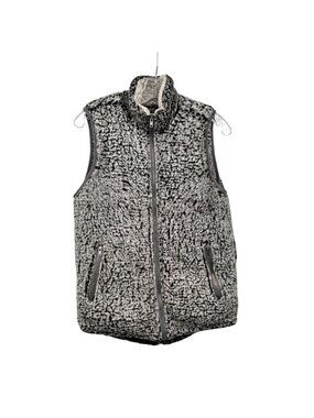 Thread + Supply Womens Sherpa Vest Full Zip Gray/Multi Size Small Pockets